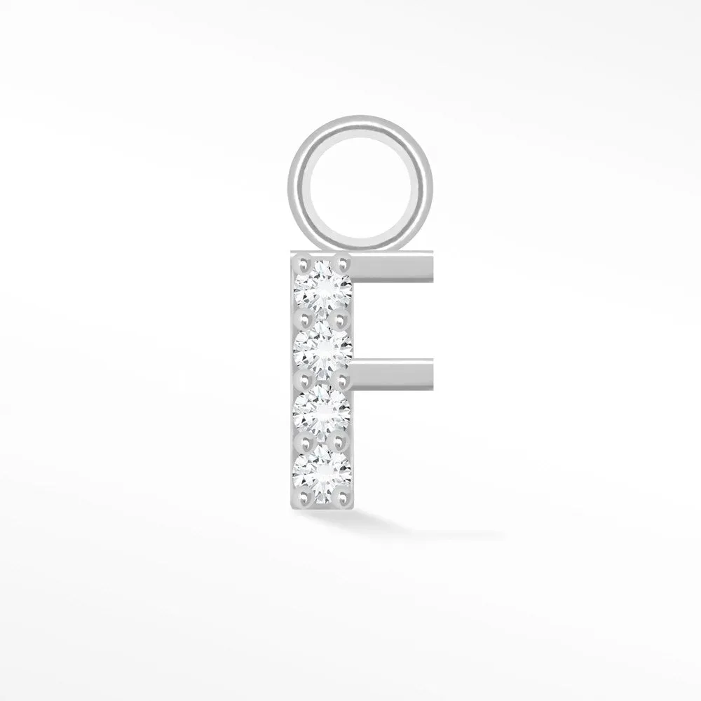 Initial 5mm with Pave LG Diamonds on 14k White Gold Charms for Permanent Jewelry