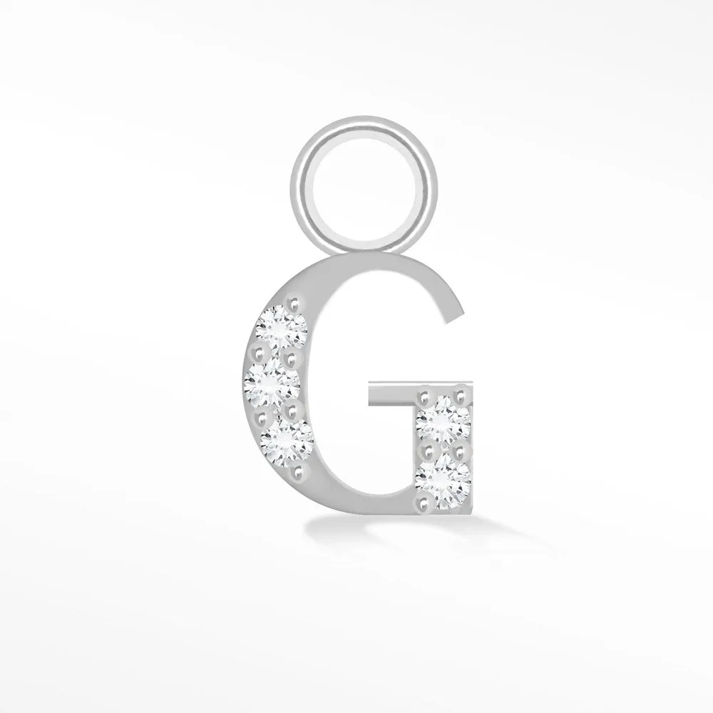 Initial 5mm with Pave LG Diamonds on 14k White Gold Charms for Permanent Jewelry