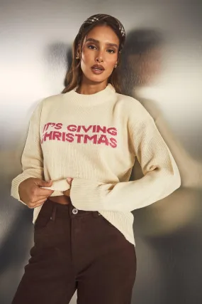 Its Giving Christmas Slogan Oversized Sweater