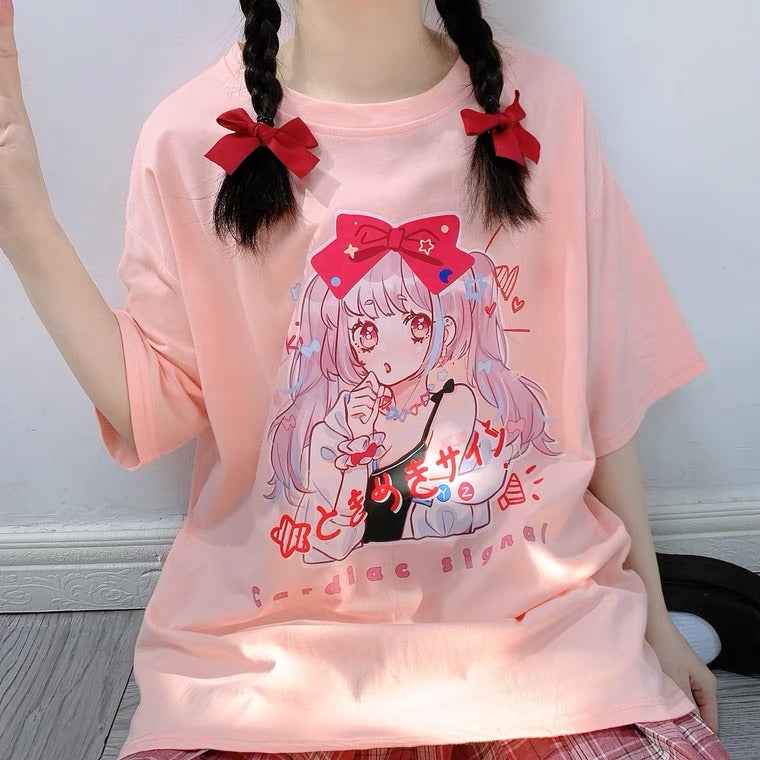 JAPANESE “MANGA GIRL” PASTEL PINK OVERSIZE T-SHIRT BY50060