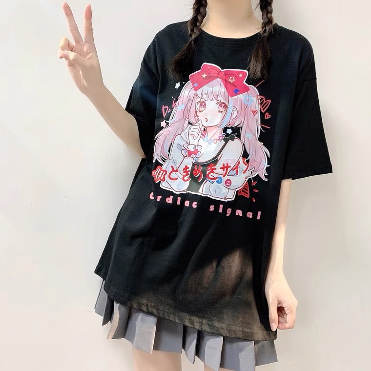 JAPANESE “MANGA GIRL” PASTEL PINK OVERSIZE T-SHIRT BY50060