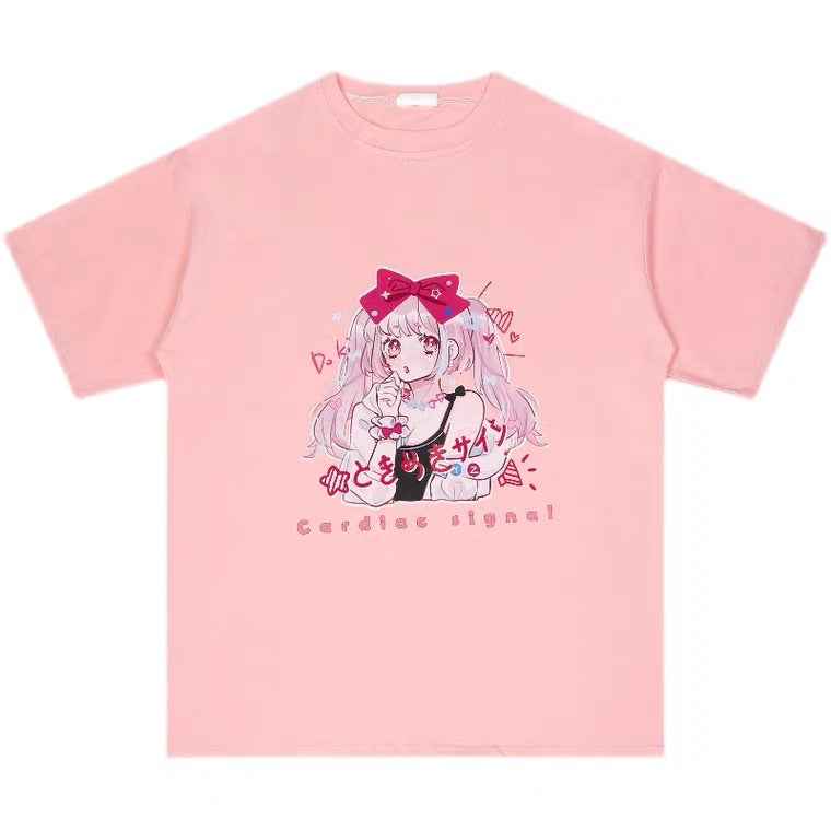 JAPANESE “MANGA GIRL” PASTEL PINK OVERSIZE T-SHIRT BY50060