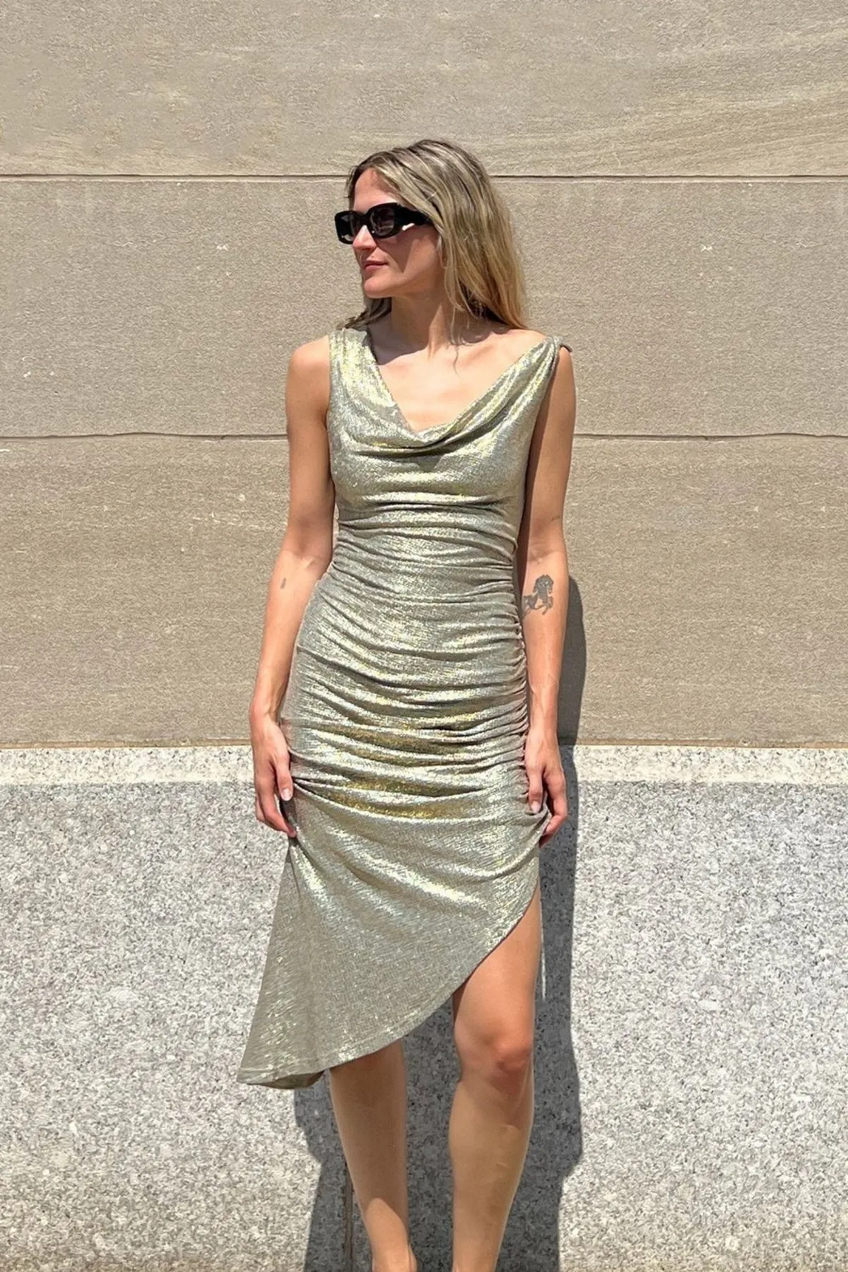 Jemima Midi Dress - Gold