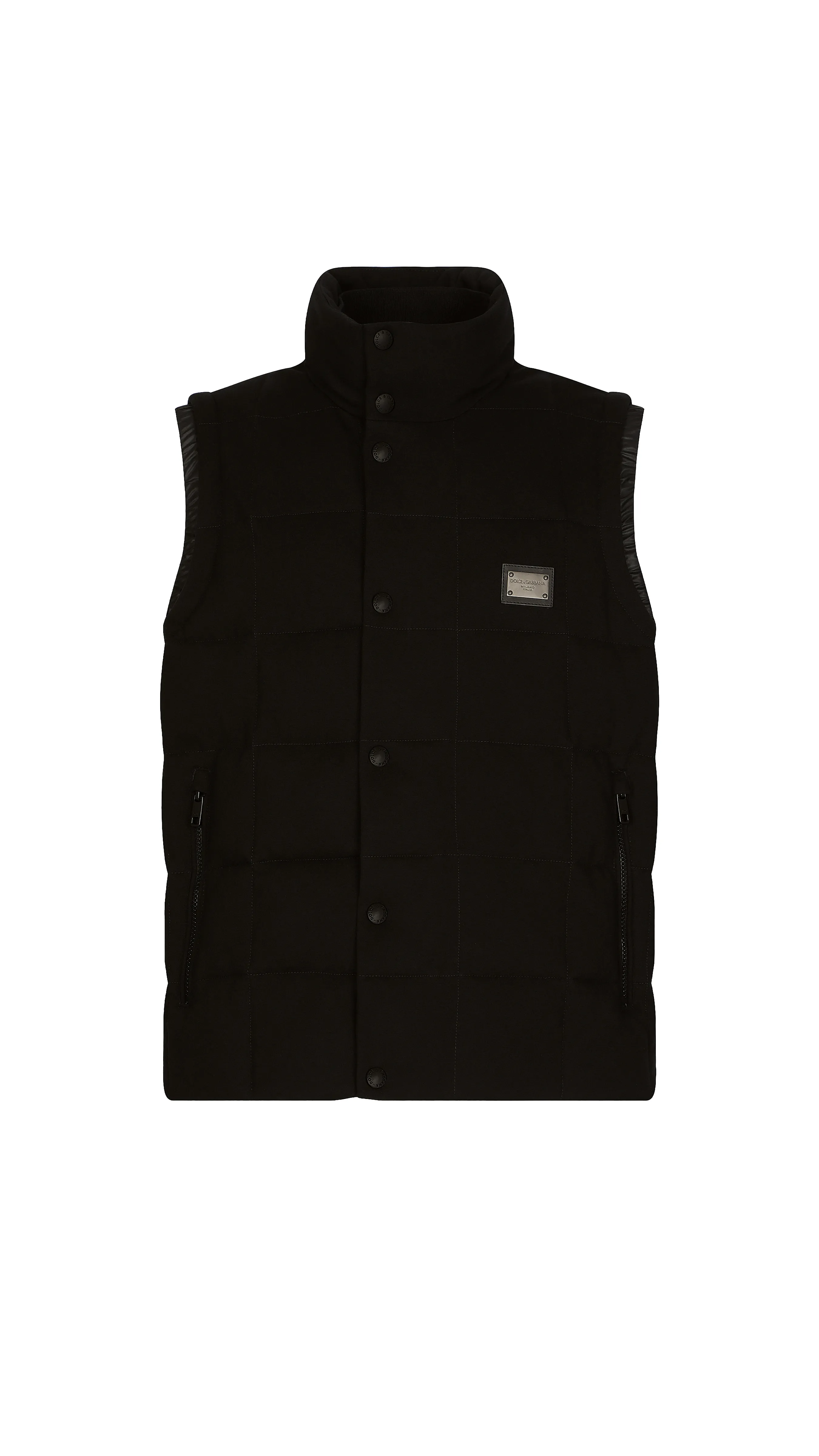 Jersey Vest With Branded Tag - Black