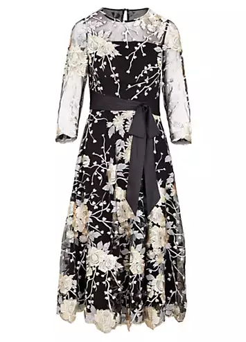 Kaleidoscope Black/Gold Embroidered Prom Dress | Kaleidoscope