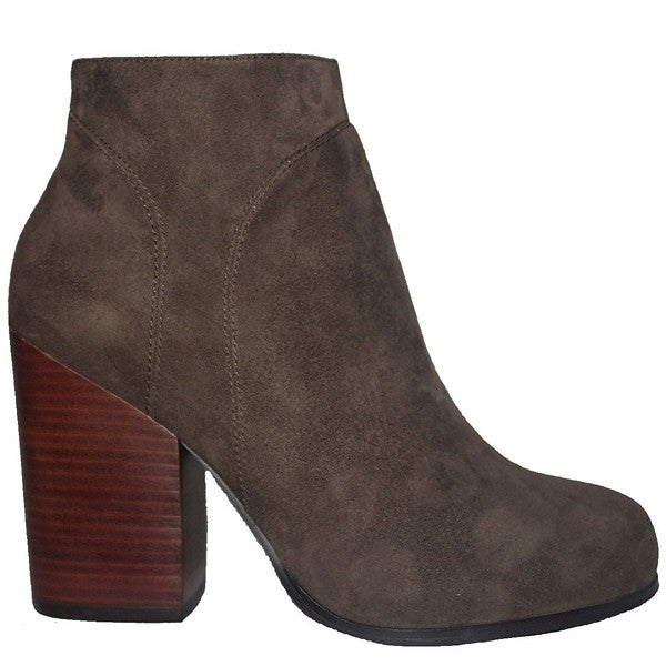 Kixters Chelsea - Taupe Suede Side Zip Block Heel Short Boot