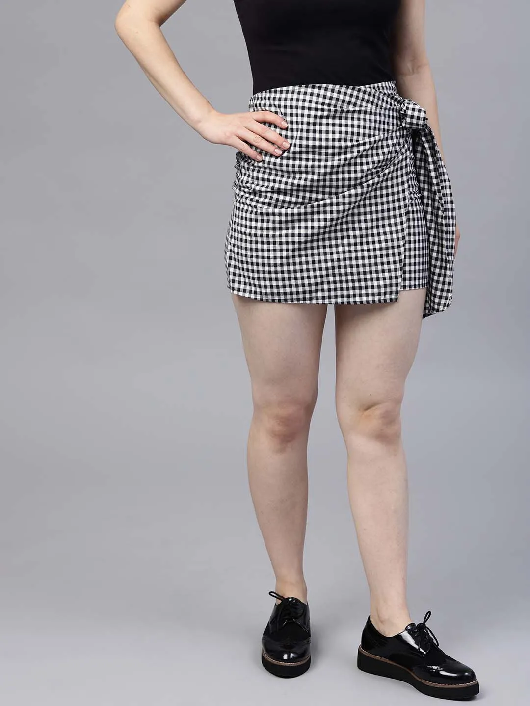 Knotted Check Skirt