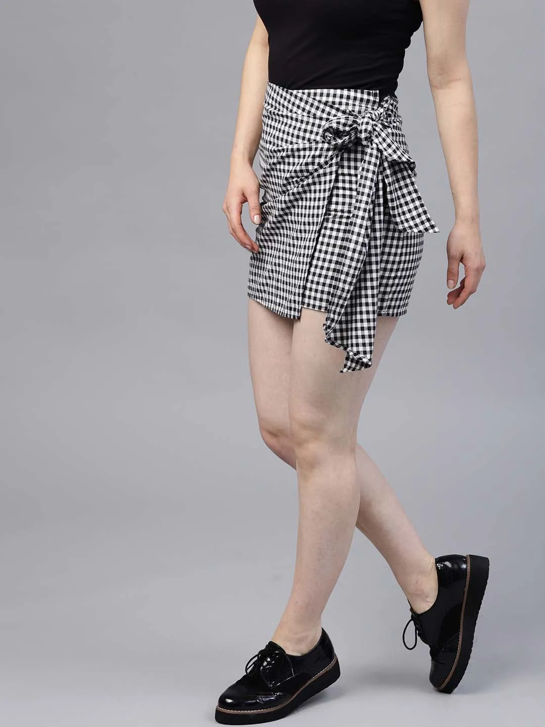 Knotted Check Skirt