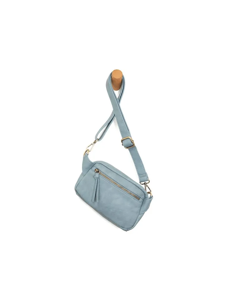 Kylie Double Zip Sling/Belt Bag in Light Denim