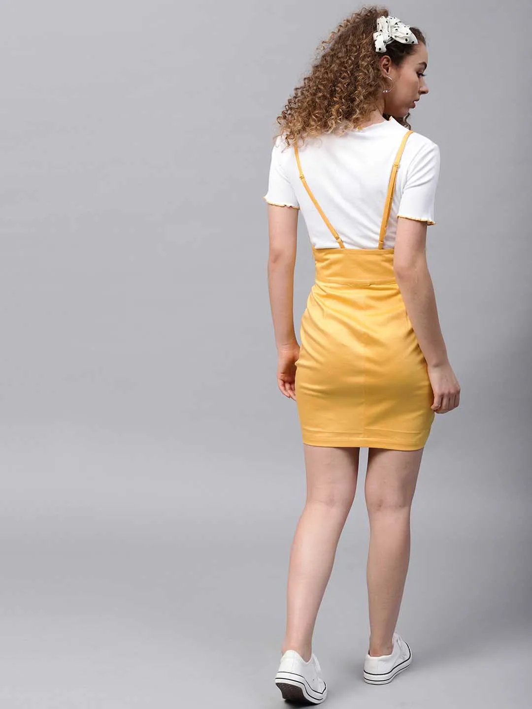 Lace-Up Pinafore Pencil Skirt