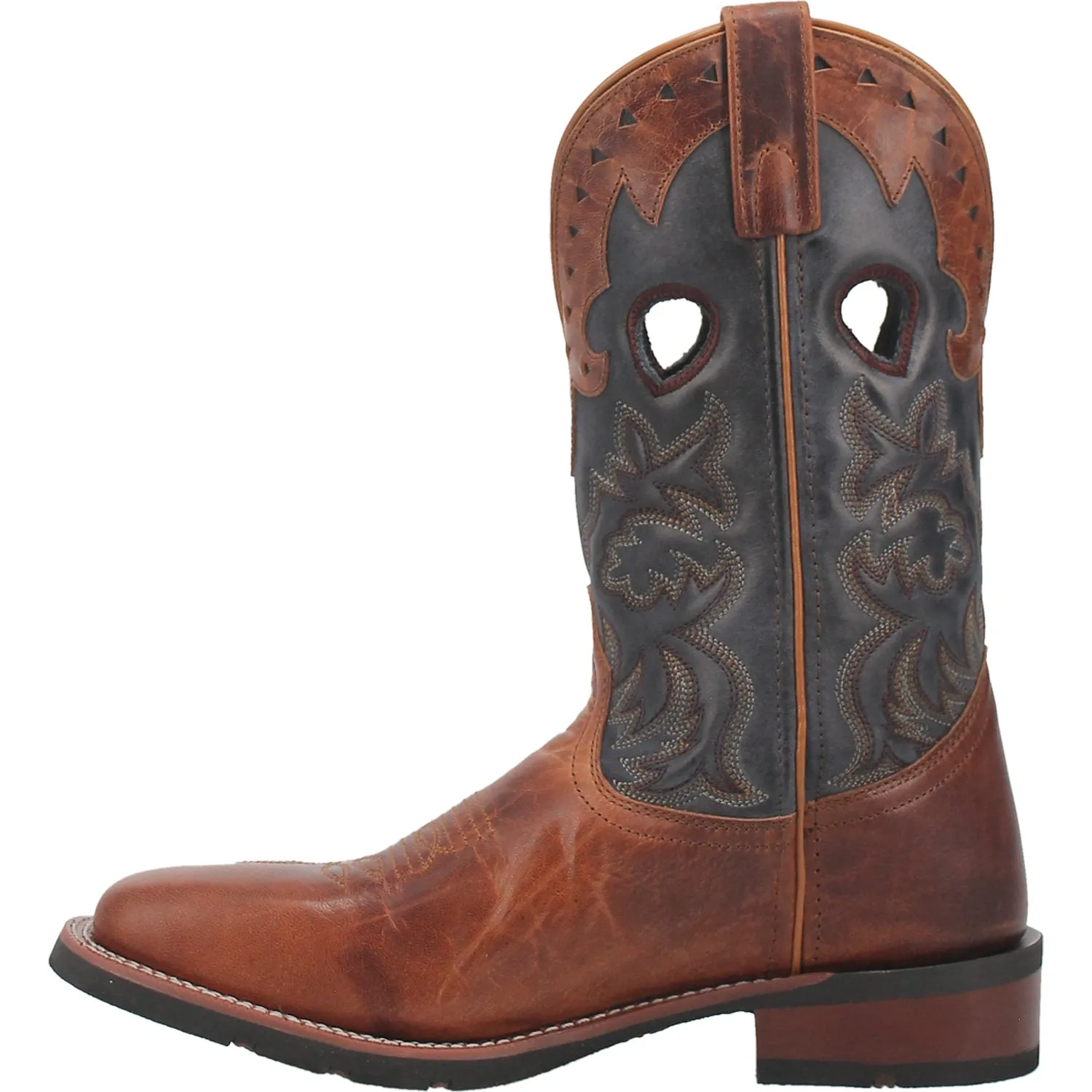 Laredo Mens Ross Cowboy Boots Leather Tan/Blue