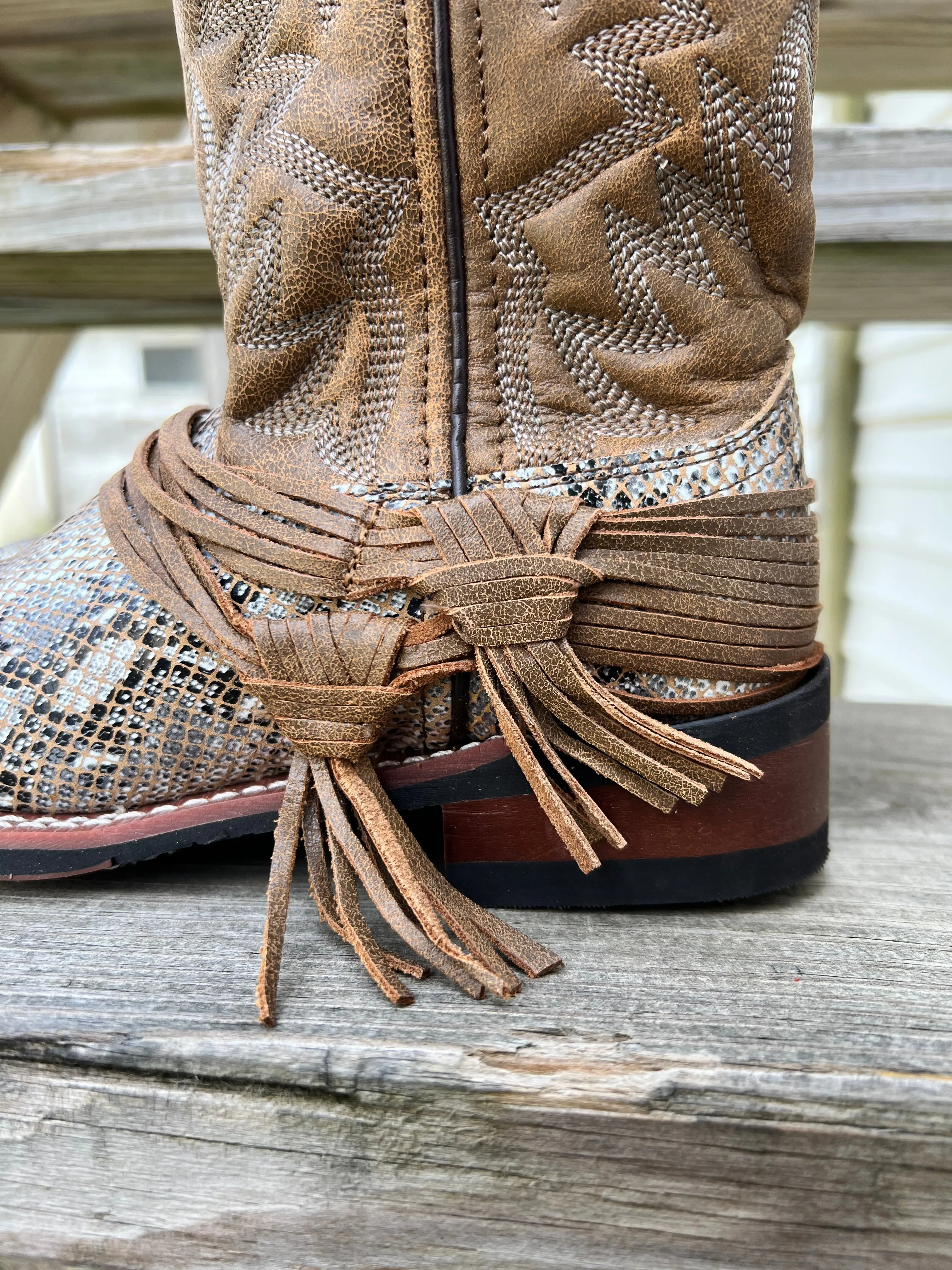 Laredo Women's Lula Tan Snake Square Toe Cowgirl Boots 5846