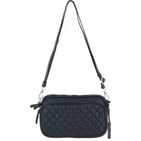 Leather Twin Zip Quilted Crossbody Bag Cotswold Navy: 63624