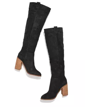 Let’s Go Girls Black Knee High Cowboy Boots