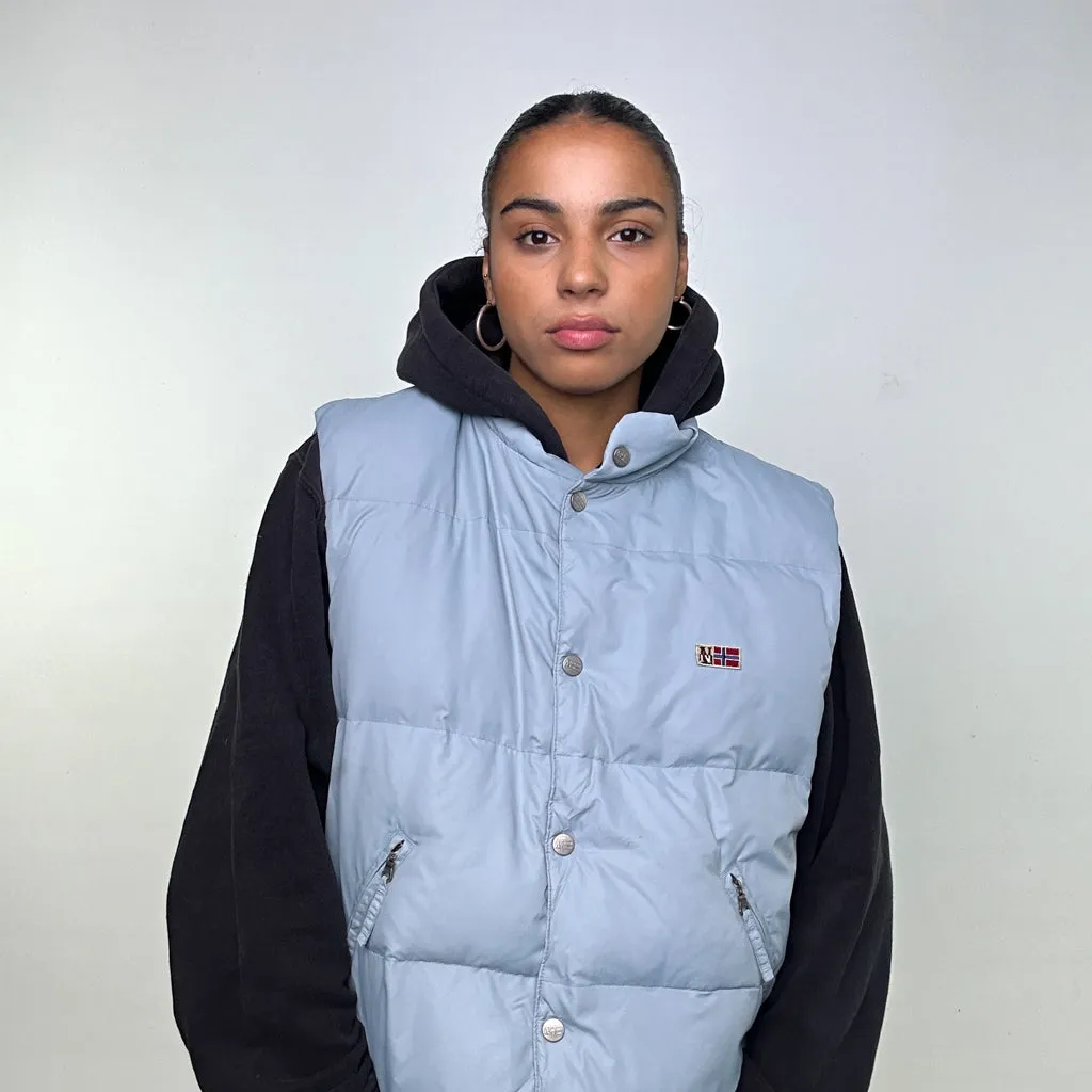 Light Blue 90s Napapijri Puffer Jacket Coat Gilet (L)