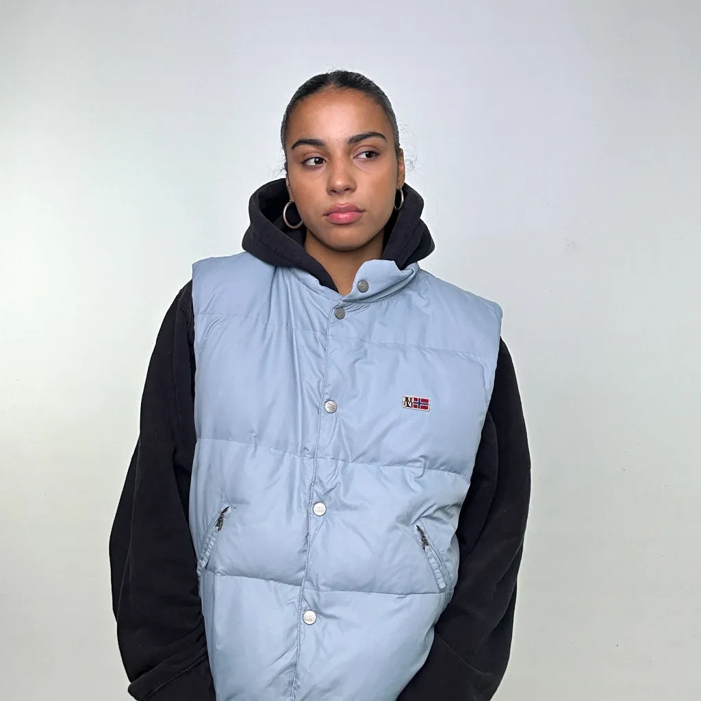 Light Blue 90s Napapijri Puffer Jacket Coat Gilet (L)