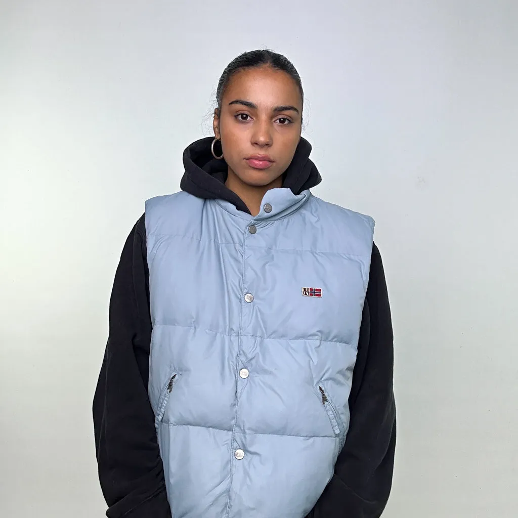 Light Blue 90s Napapijri Puffer Jacket Coat Gilet (L)