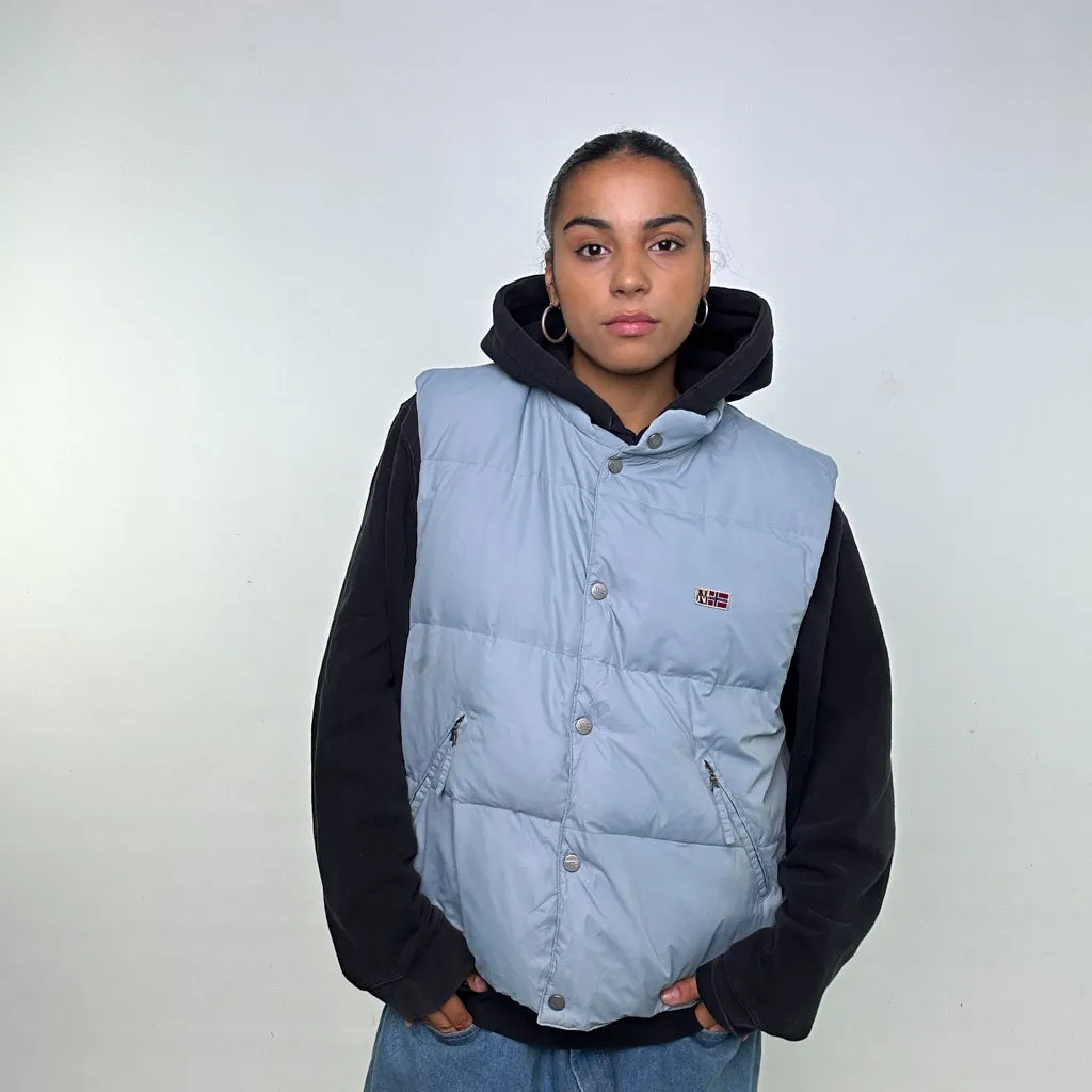 Light Blue 90s Napapijri Puffer Jacket Coat Gilet (L)