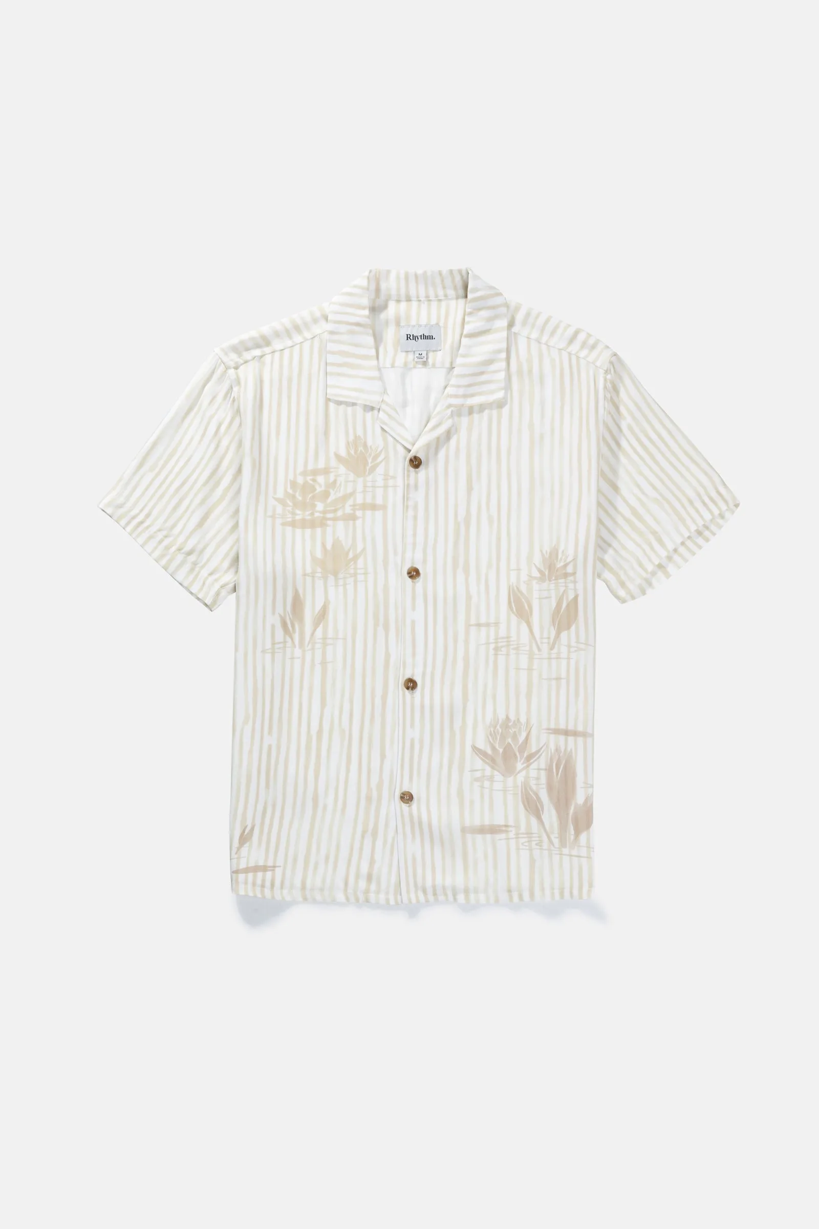 Lily Stripe Cuban Ss Shirt Camel