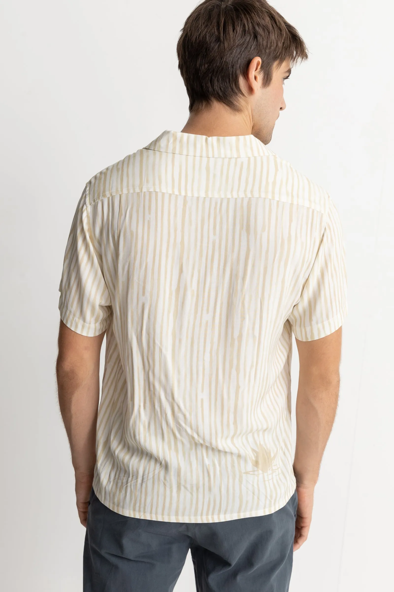 Lily Stripe Cuban Ss Shirt Camel