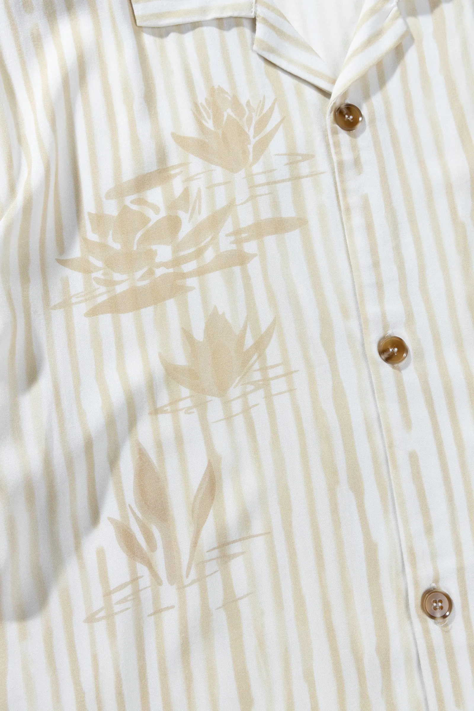 Lily Stripe Cuban Ss Shirt Camel