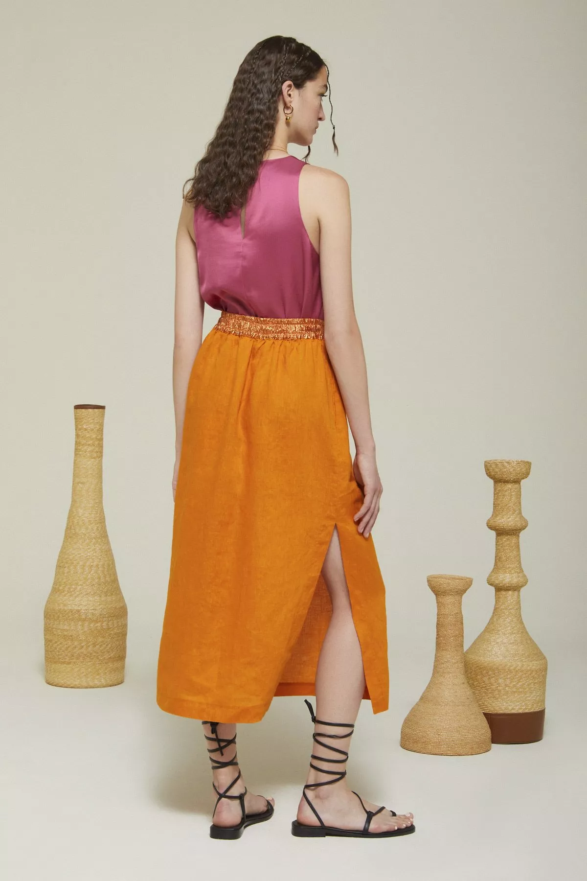 Linen long skirt