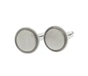 Lucien Piccard 14k Solid White Gold Disc Cufflinks Vintage