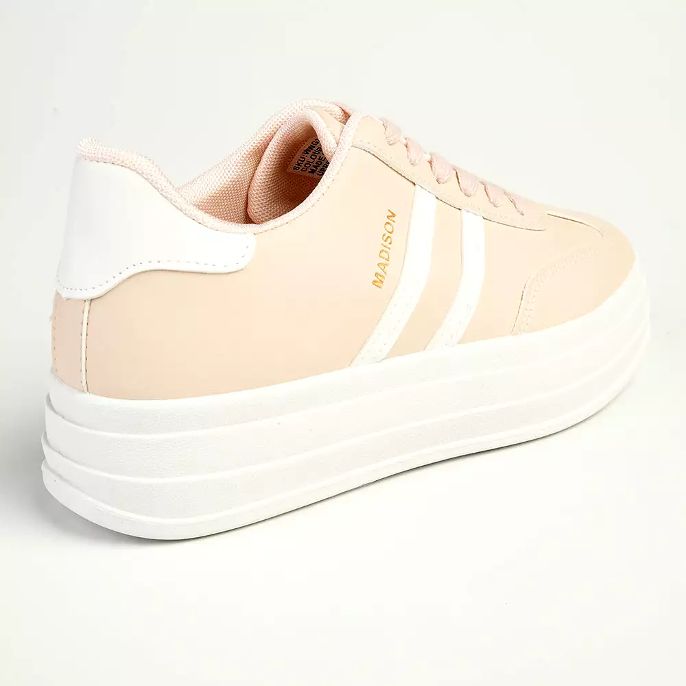 Madison Ashton Platform Lace Up Fashion Sneaker - Pink / White