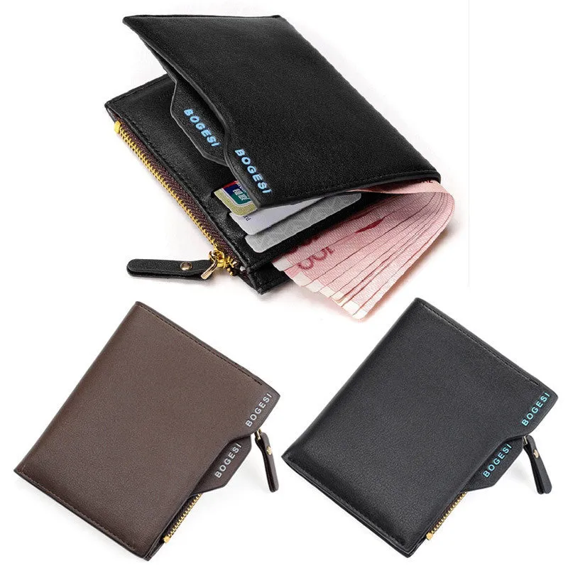 Men's Faux Leather ID credit Card holder Clutch Bifold Coin Purse Wallet