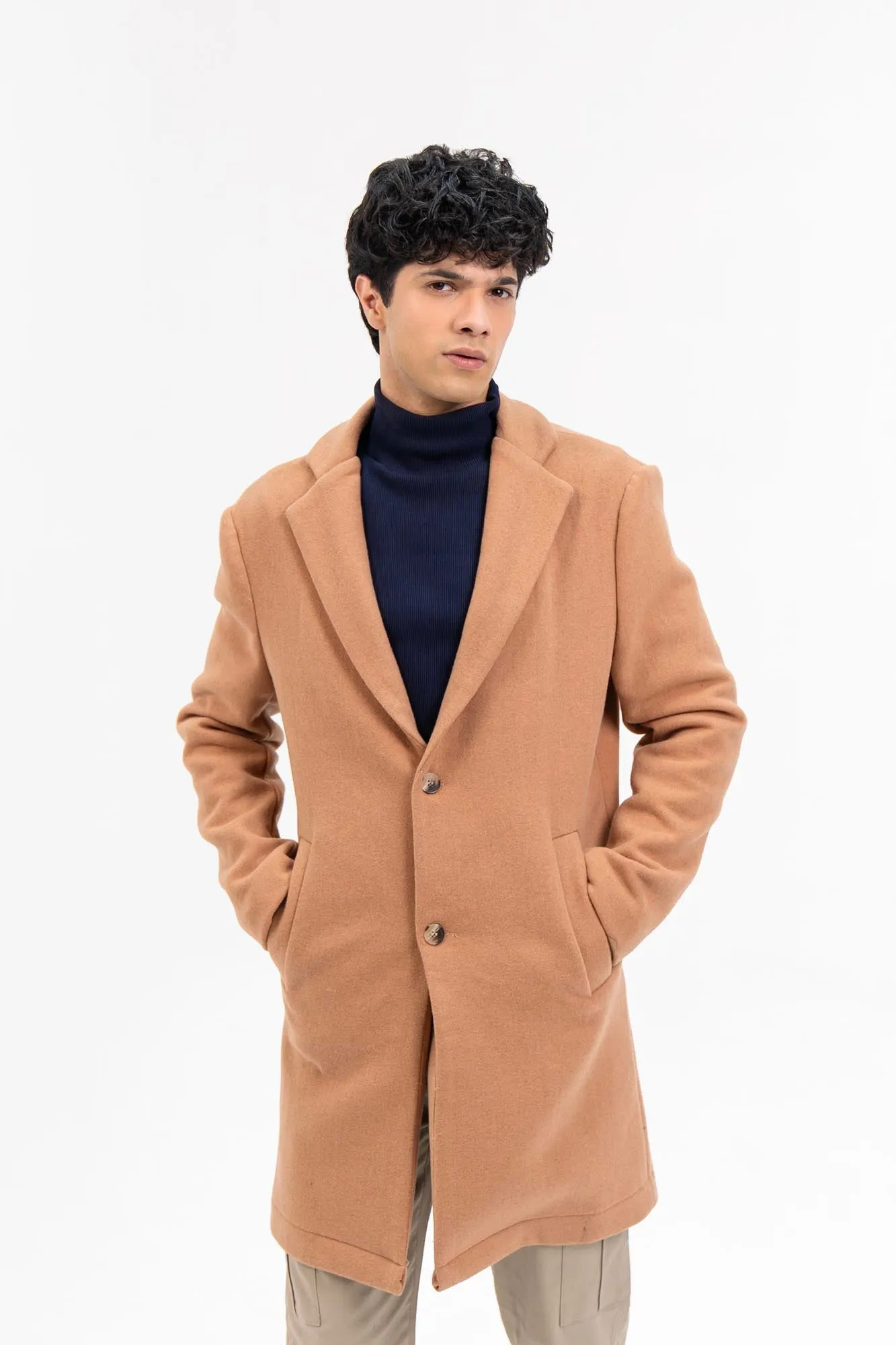 Men's Wool Coat - Light Brown