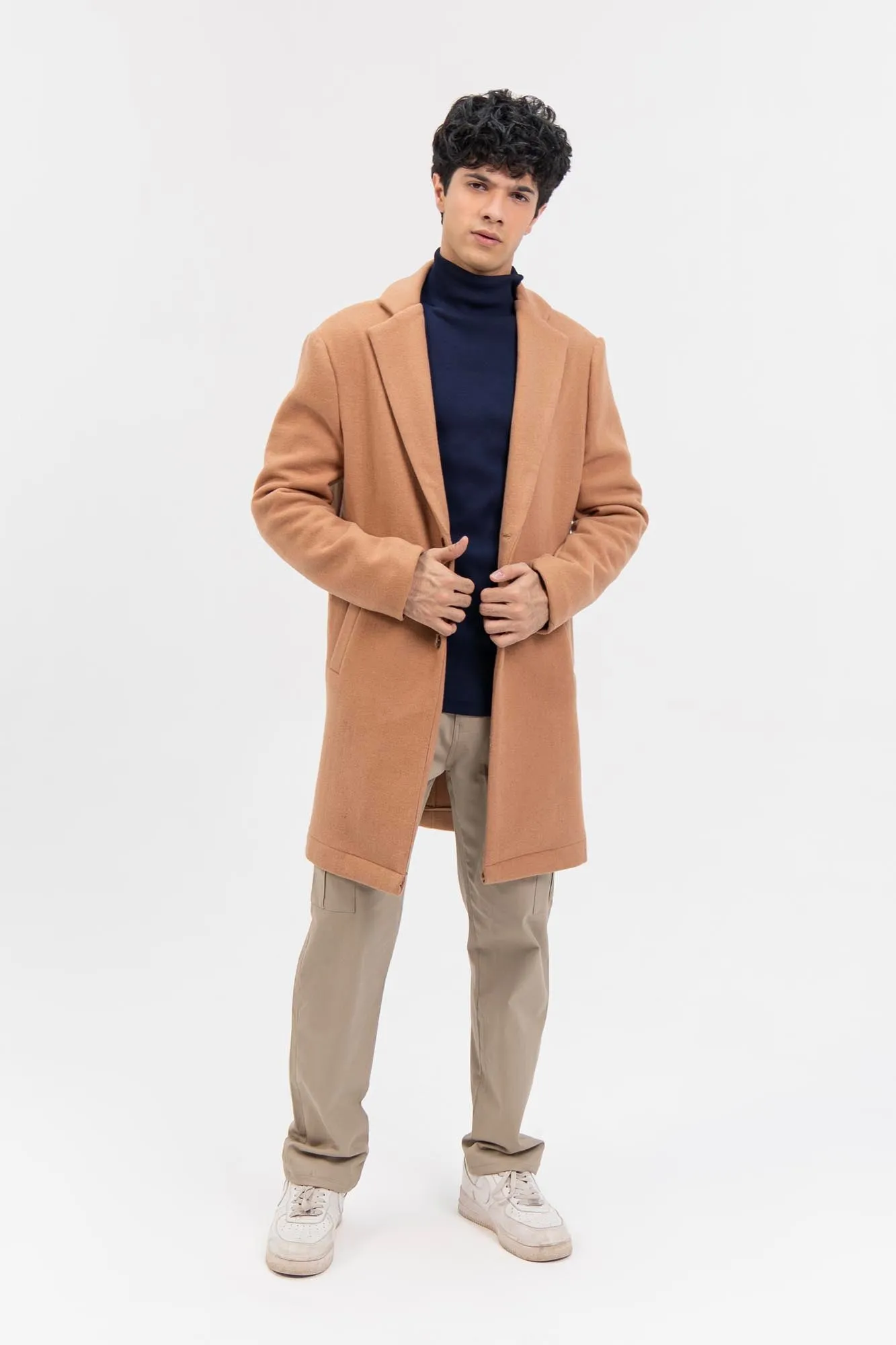 Men's Wool Coat - Light Brown