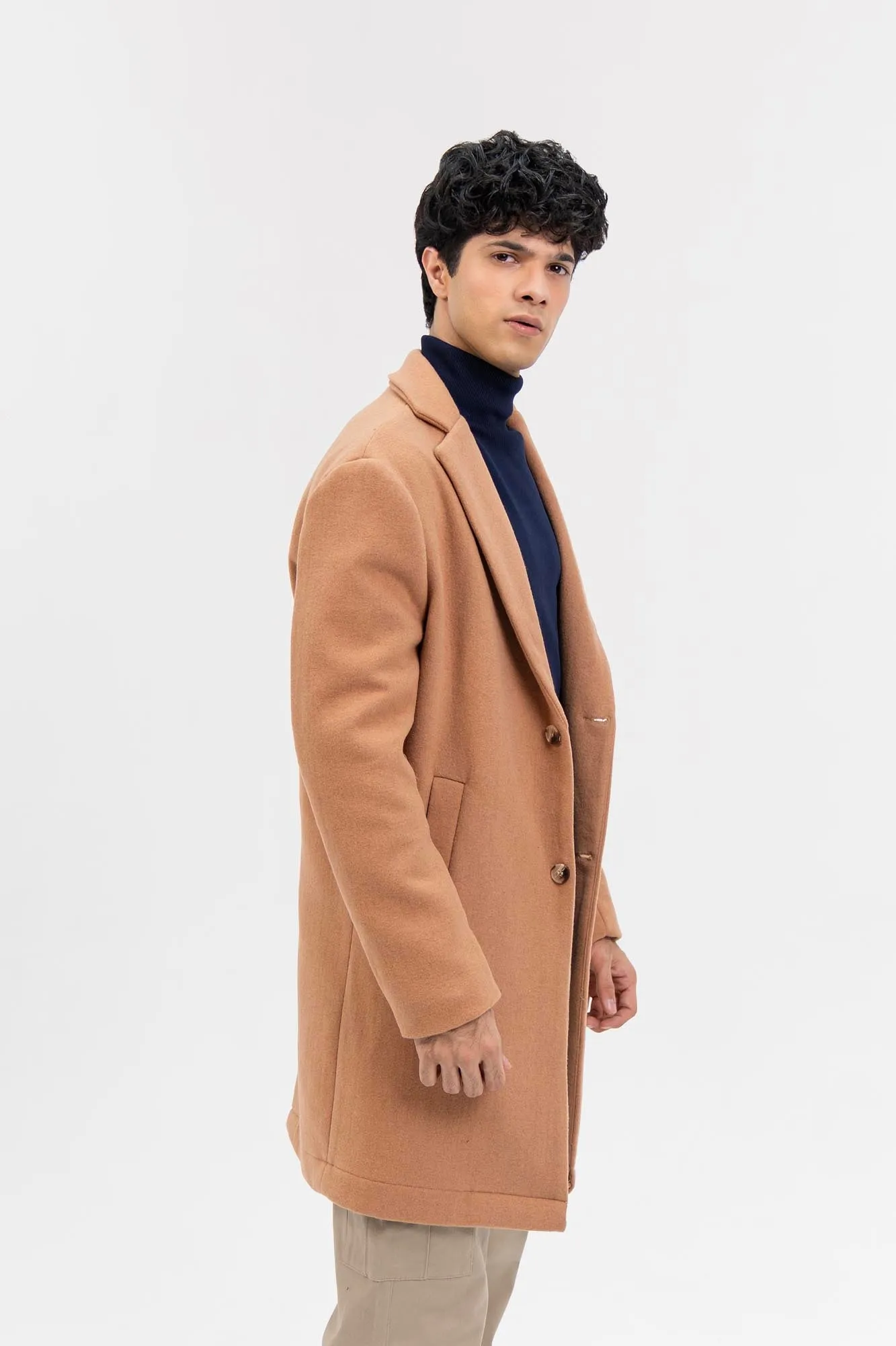 Men's Wool Coat - Light Brown