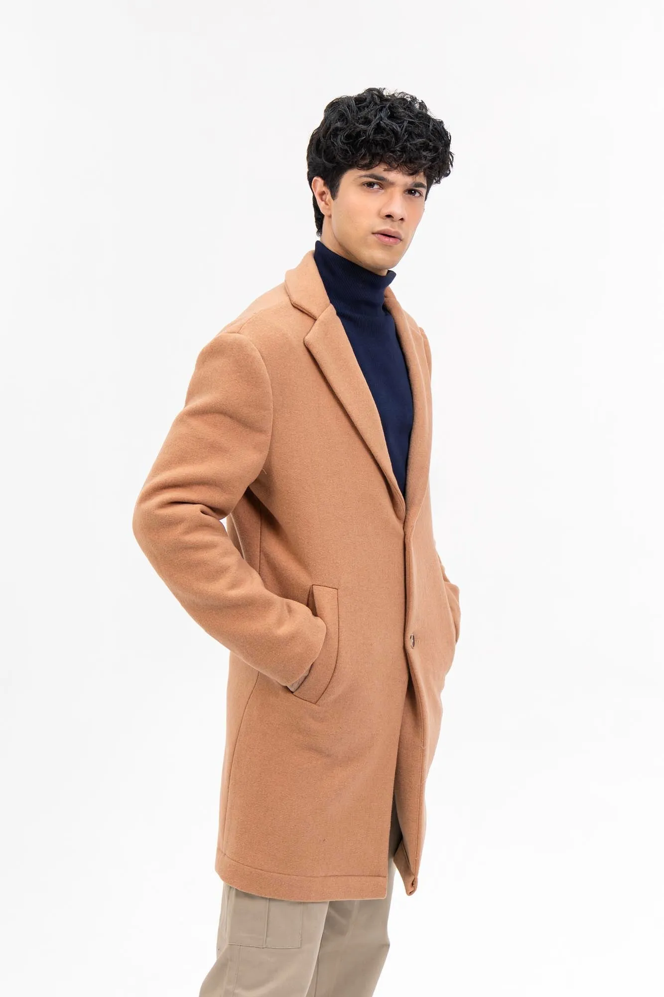 Men's Wool Coat - Light Brown