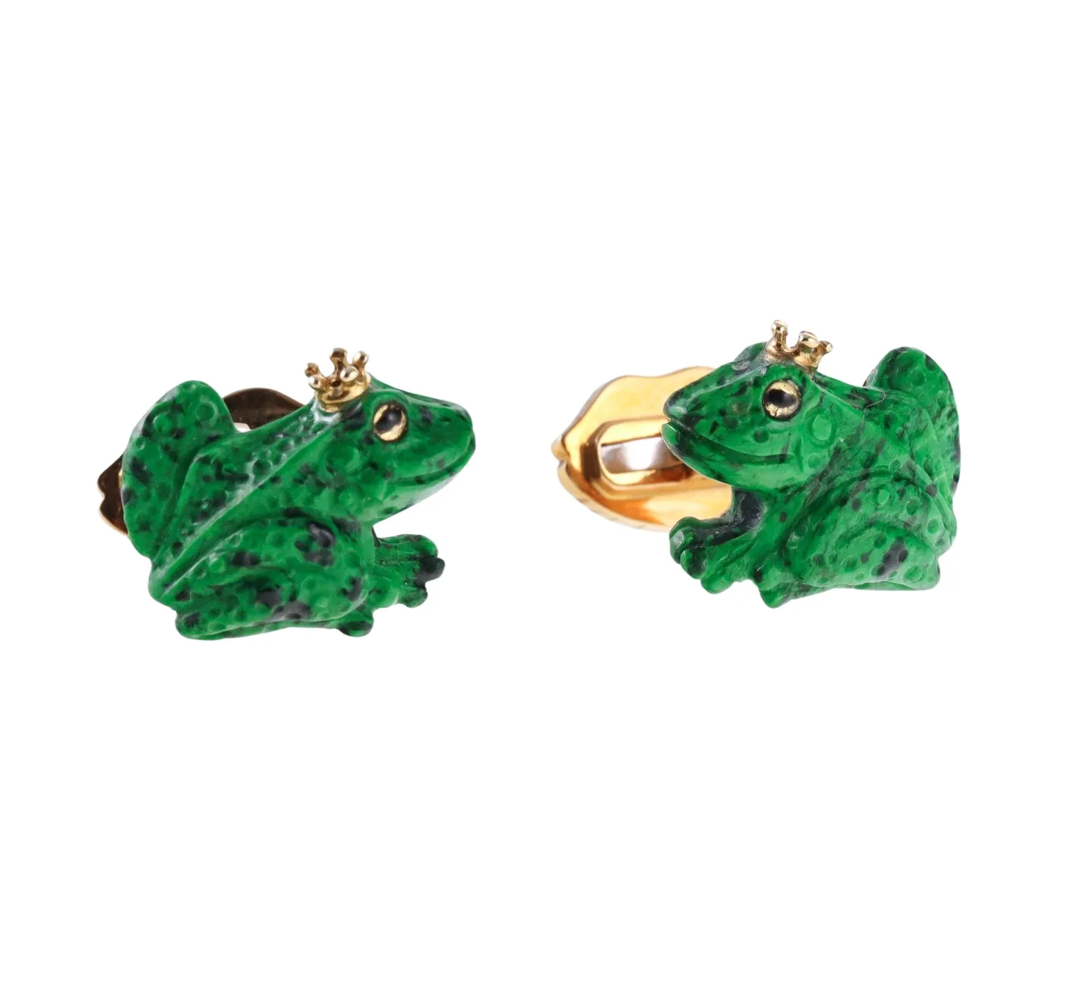 Michael Kanners Malachite Gold Princess Frog Lips Cufflinks Stud Set