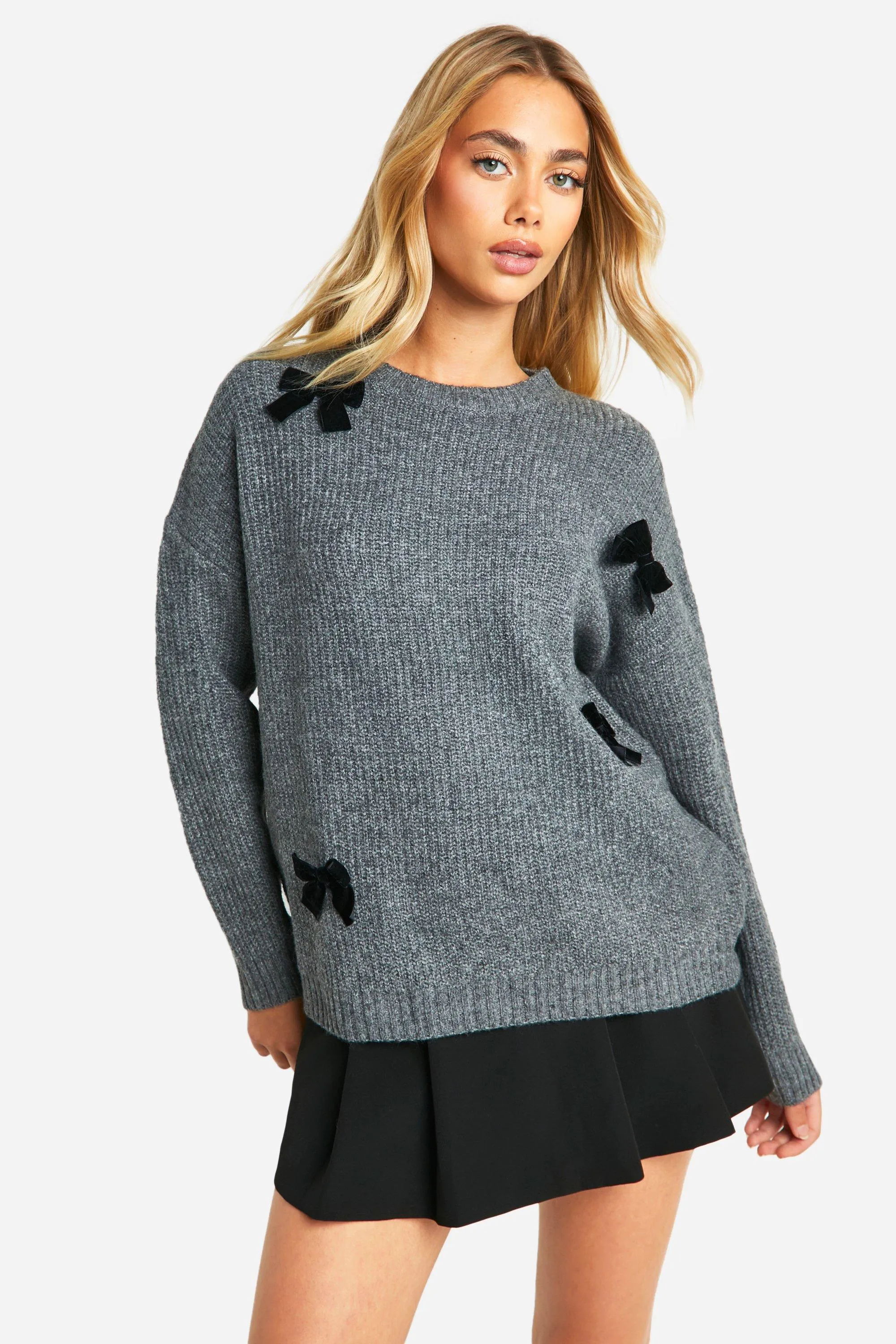 Midweight Knitted Bow Detail Sweater