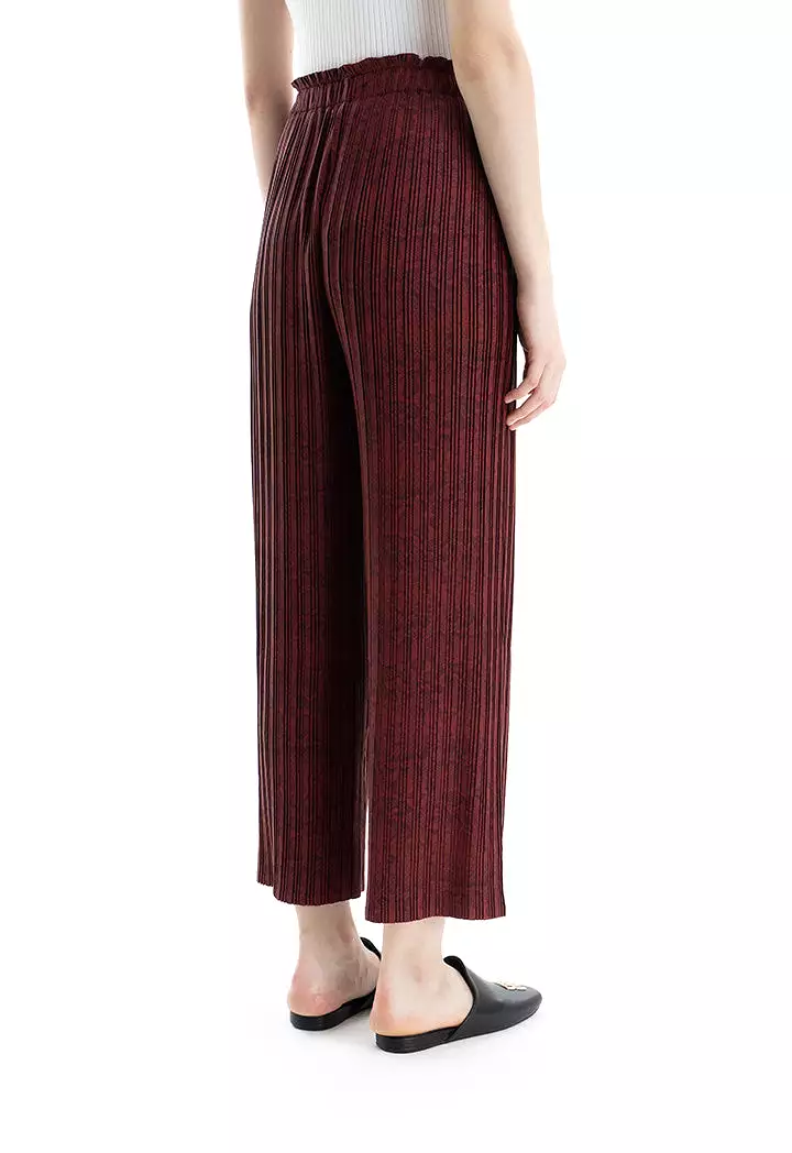 Mini Pleated Stretch Straight Leg Trouser