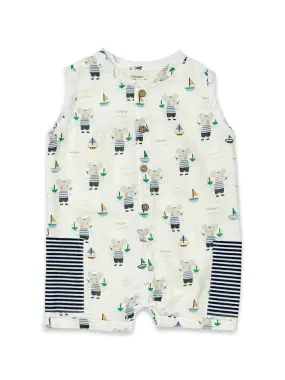 Mouse Sailor Pocket & Button Short Baby Romper Organic