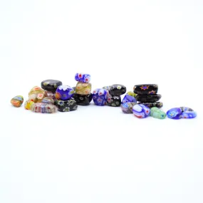 Multi Colored Murano Glass Tumbles Flower Motif