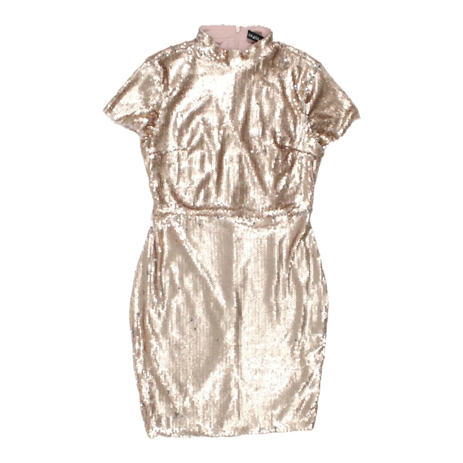 NaaNaa Rose Gold Sequinned Mini Dress