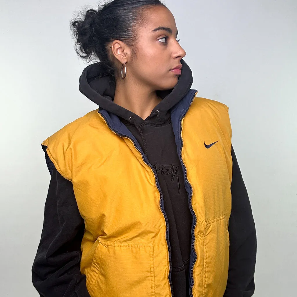 Navy Blue 90s NIKE Reversible Puffer Jacket Coat Gilet (L)