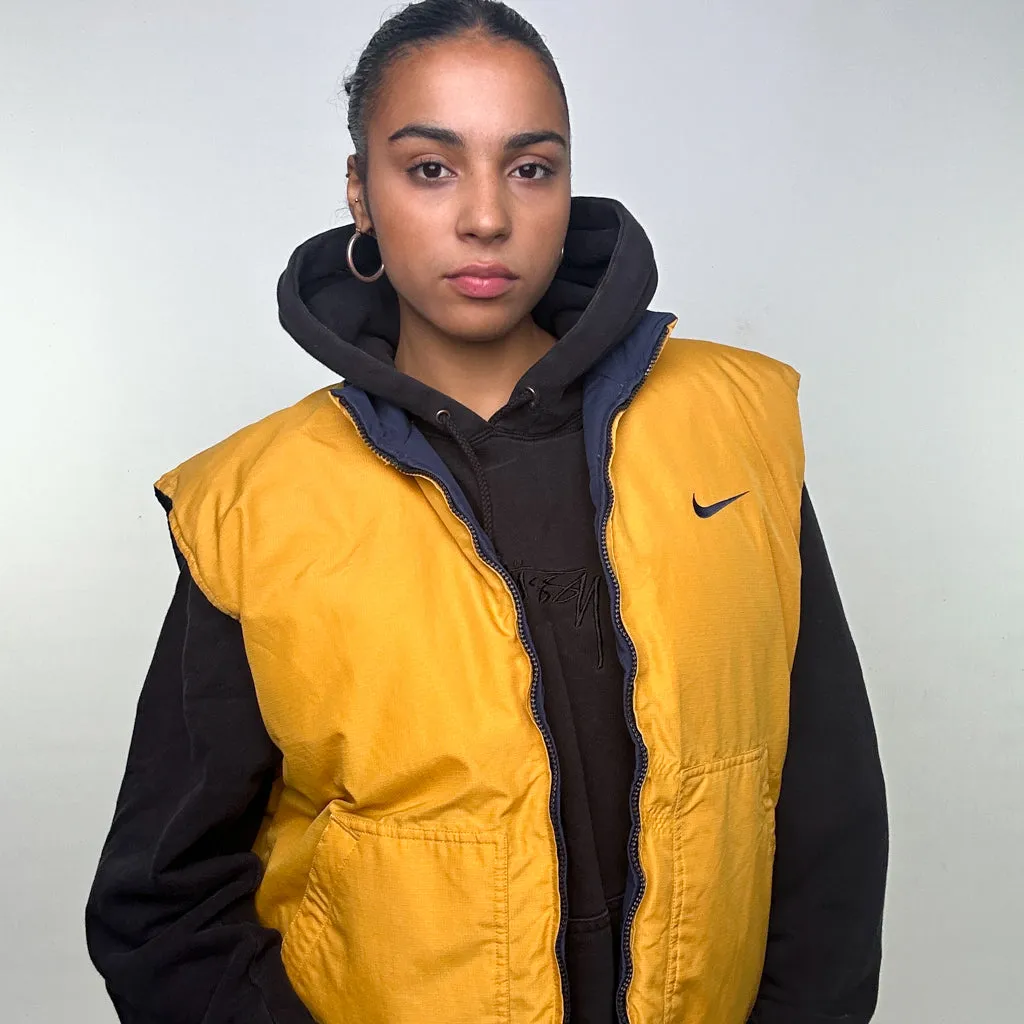 Navy Blue 90s NIKE Reversible Puffer Jacket Coat Gilet (L)