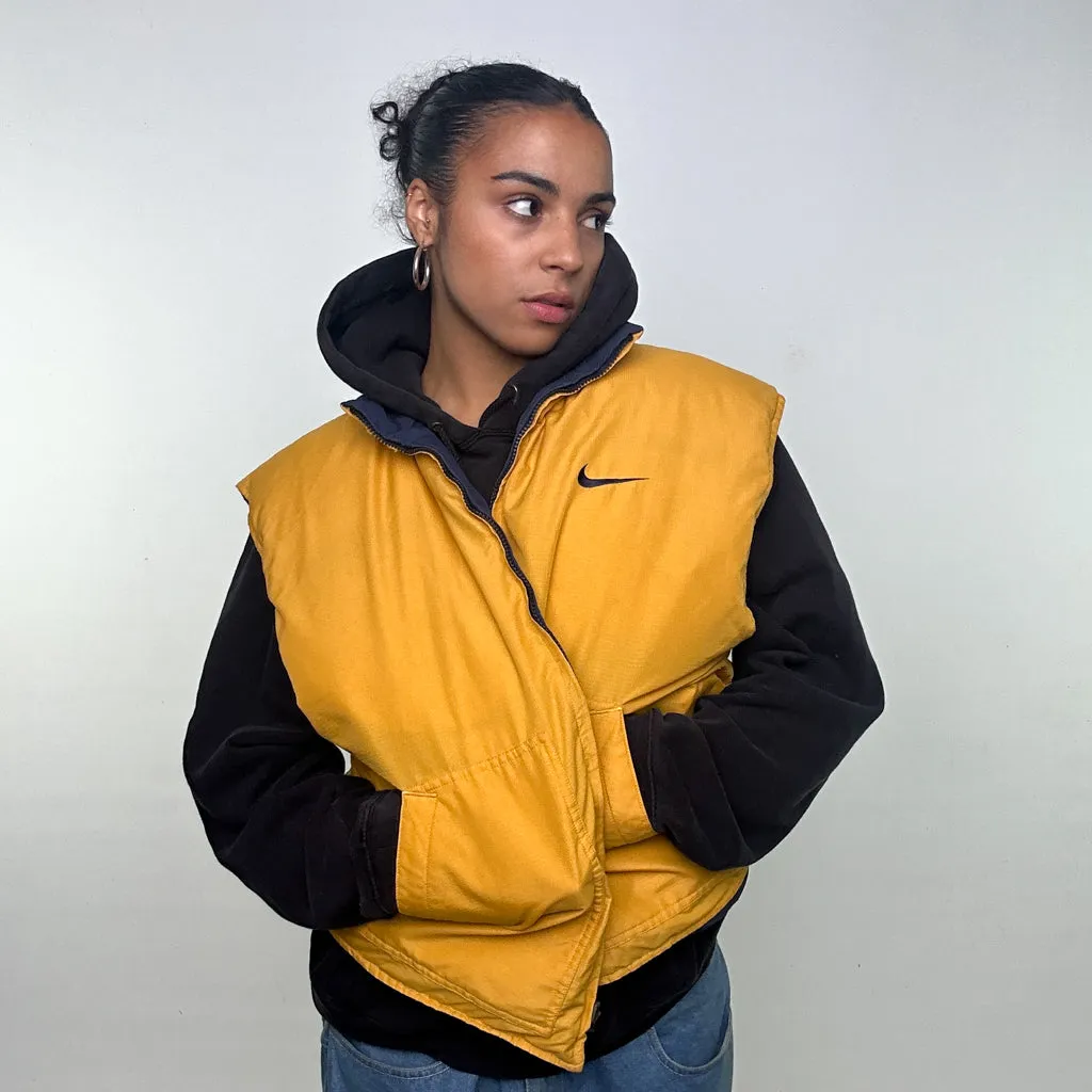 Navy Blue 90s NIKE Reversible Puffer Jacket Coat Gilet (L)