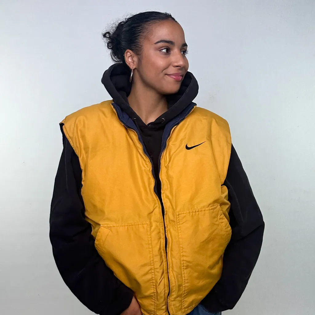 Navy Blue 90s NIKE Reversible Puffer Jacket Coat Gilet (L)