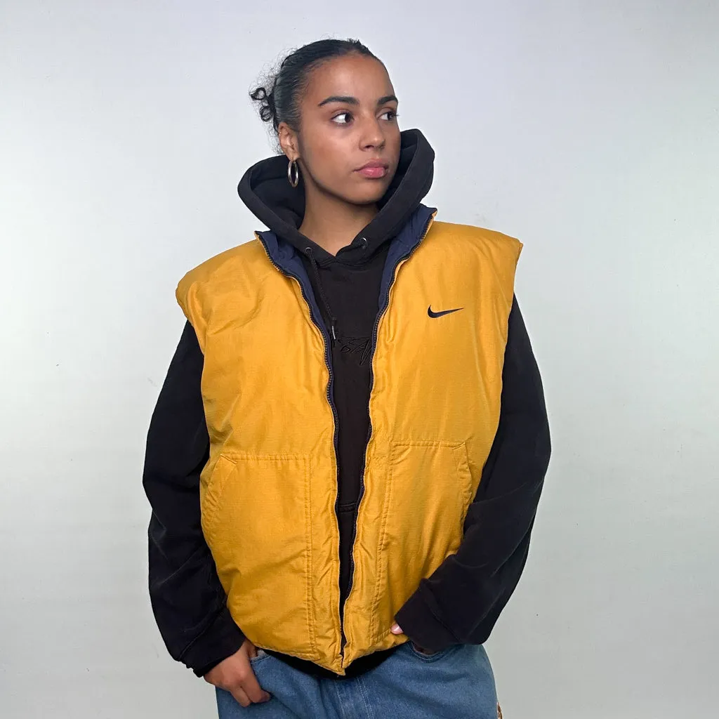 Navy Blue 90s NIKE Reversible Puffer Jacket Coat Gilet (L)