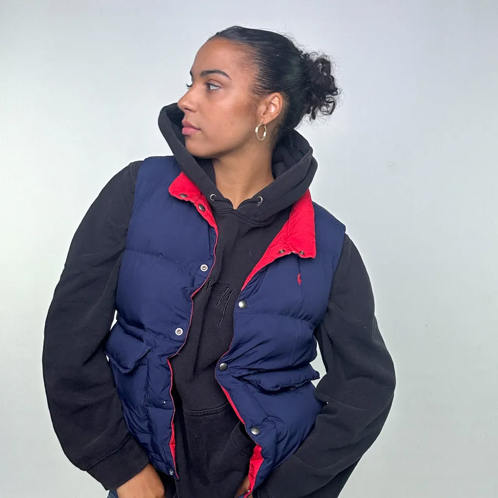 Navy Blue 90s Polo Ralph Lauren Puffer Jacket Coat Gilet (S)