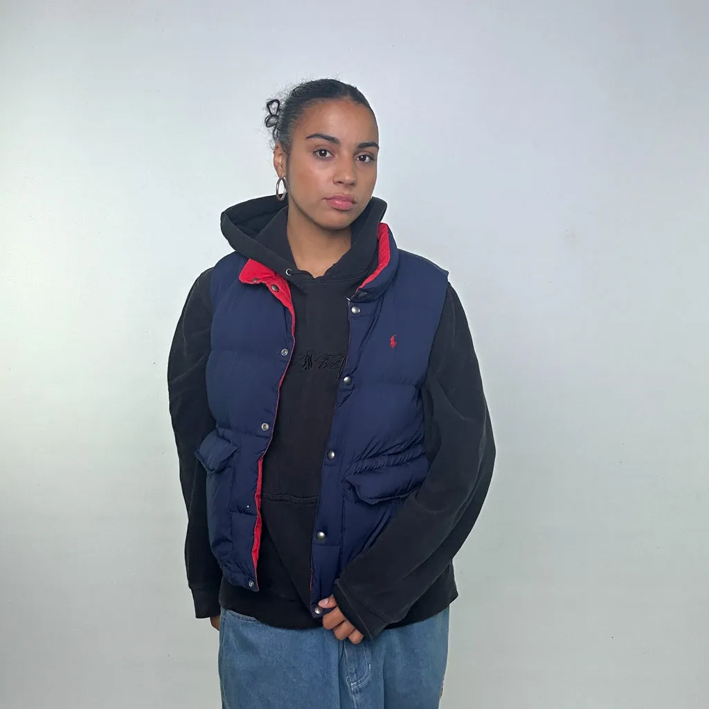 Navy Blue 90s Polo Ralph Lauren Puffer Jacket Coat Gilet (S)