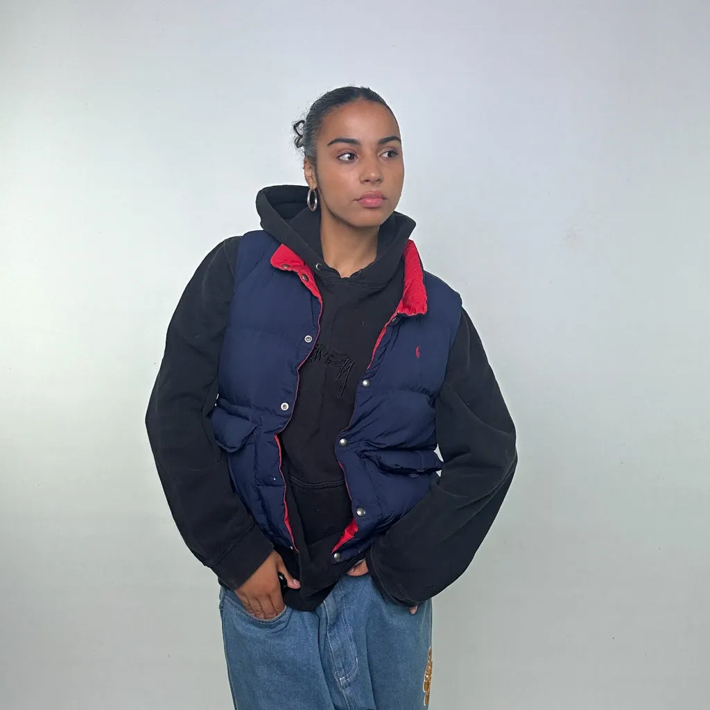 Navy Blue 90s Polo Ralph Lauren Puffer Jacket Coat Gilet (S)