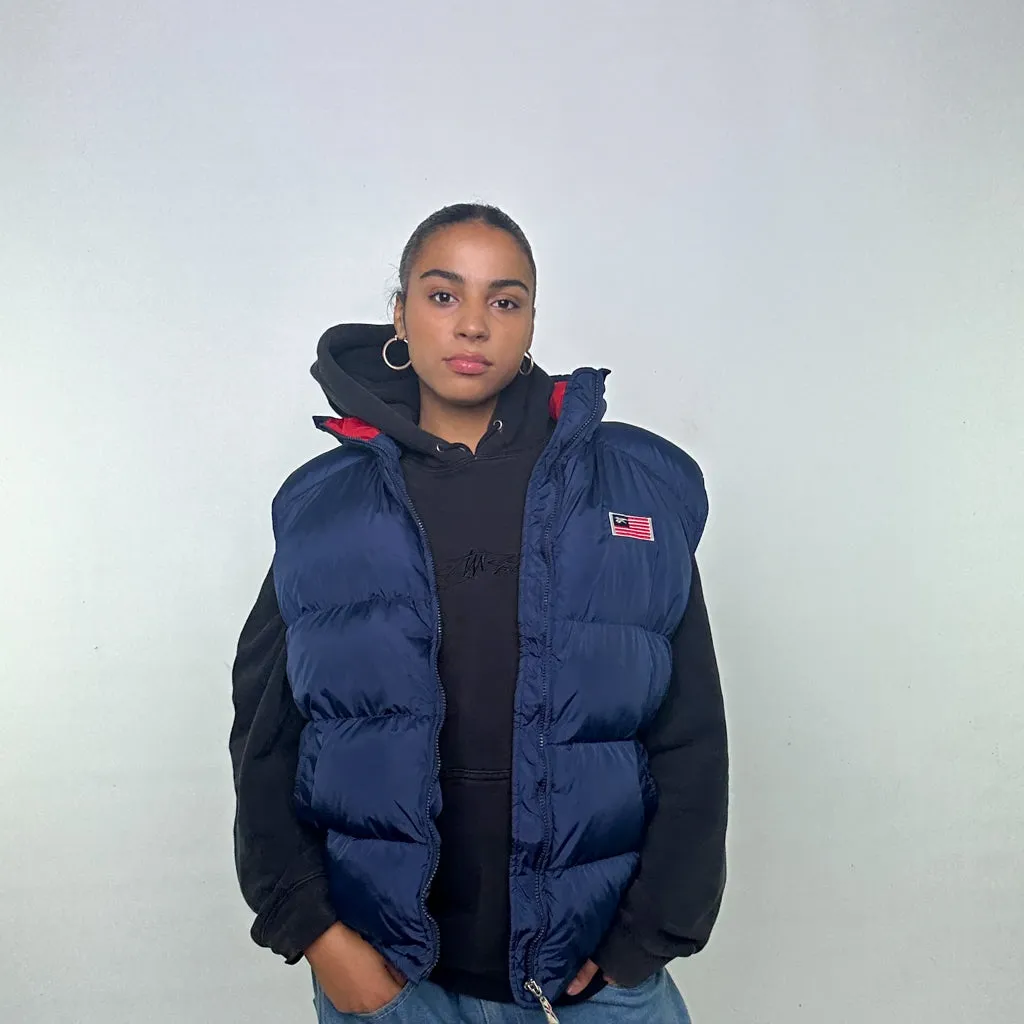 Navy Blue 90s Reebok Puffer Jacket Coat Gilet (XL)