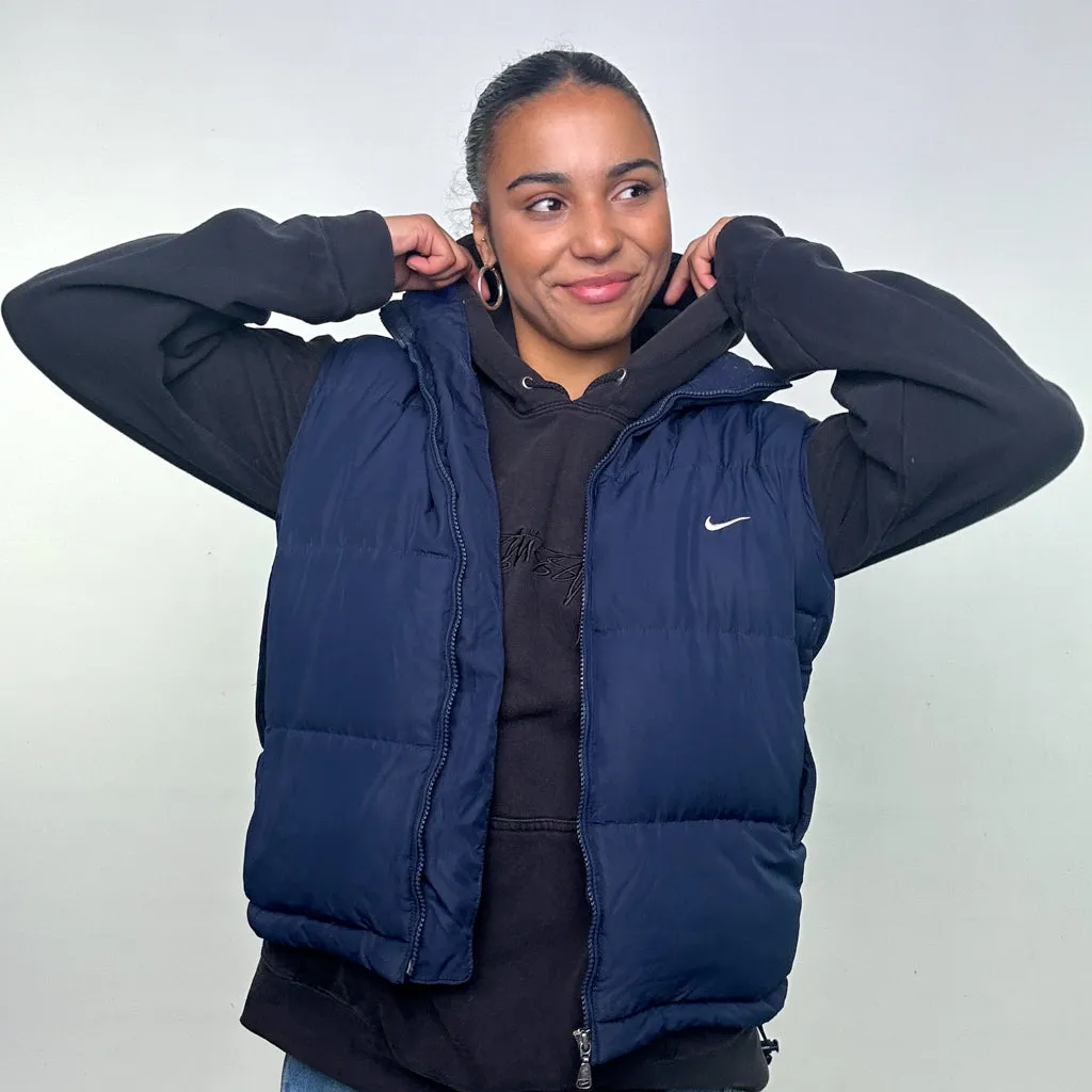 NAVY BLUE Y2KS NIKE PUFFER JACKET COAT GILET (