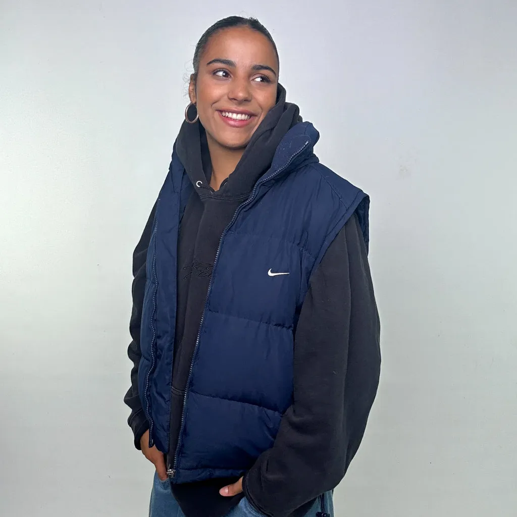 NAVY BLUE Y2KS NIKE PUFFER JACKET COAT GILET (